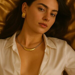 Golden Ember Textured Choker Set