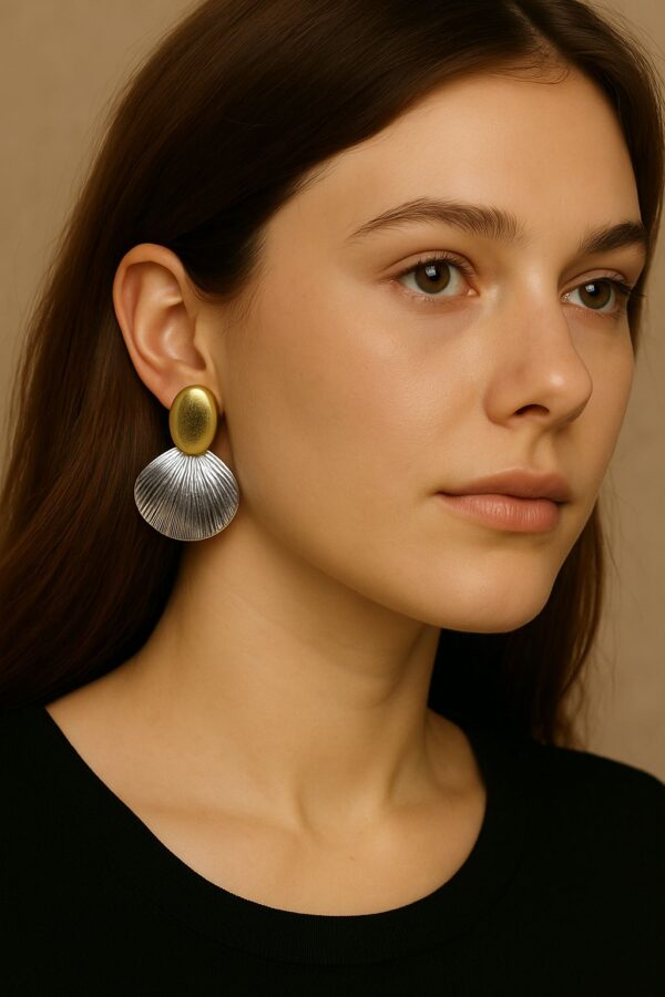 Oceana Dual-Tone Shell Earrings - Image 2